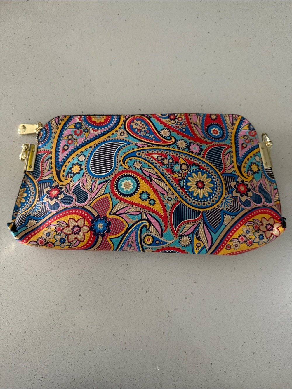 Multicolor Paisley Shoulder Clutch/Shoulder Strap - Vibrant Floral Print